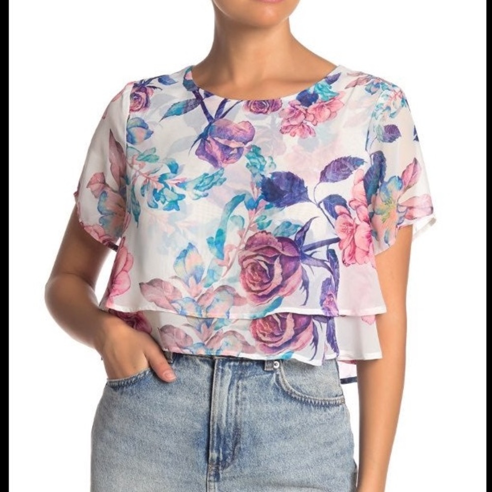 Show Me Your Mumu Floral Crop Top (size L)